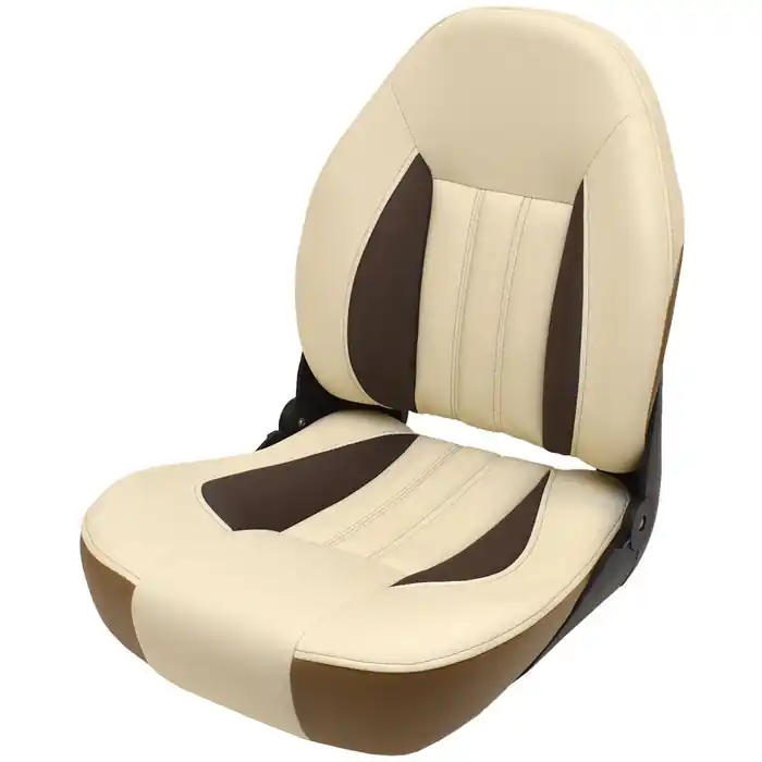 Buy Online Lowe Boat Folding Fishing Seat 2395392 | Tempress Beige Brown w/ Logo