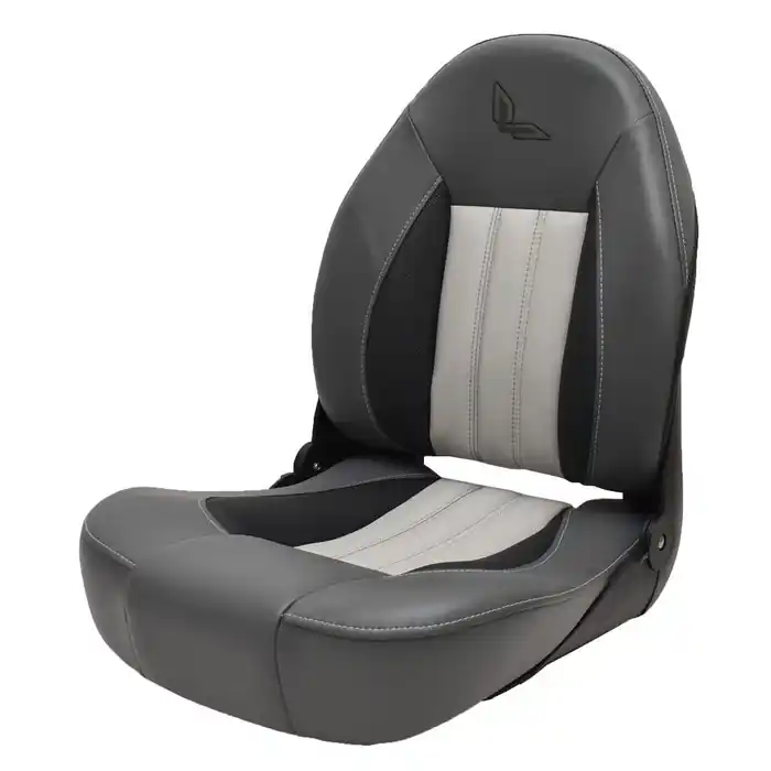 Handmade Lowe Boat Folding Fishing Seat 2368986 | Tempress Gray Black w/ Logo