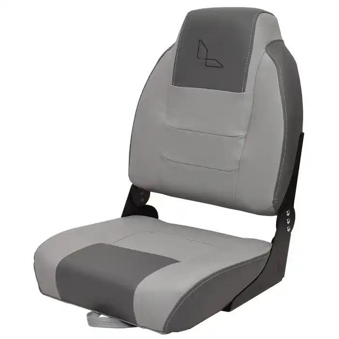 Free Delivery Lowe Boat Folding Fishing Seat 2367083 | Two-Tone Gray w/ Logo