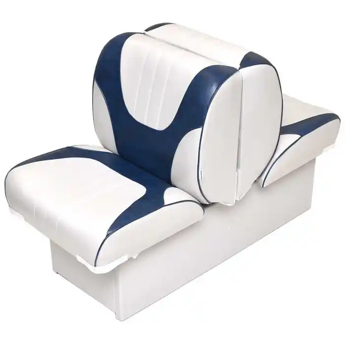 Hot Deal Boat Back-to-Back Seat B2B-DELX-8-WHTN | White Navy Blue 8 Inch