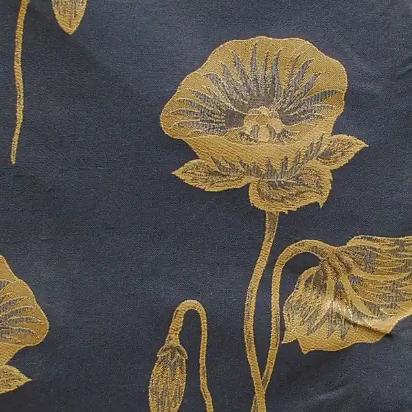 Fan Favorite Larson Boat Fabric | Flower Woven Blue / Gold 54 Inch (YD)