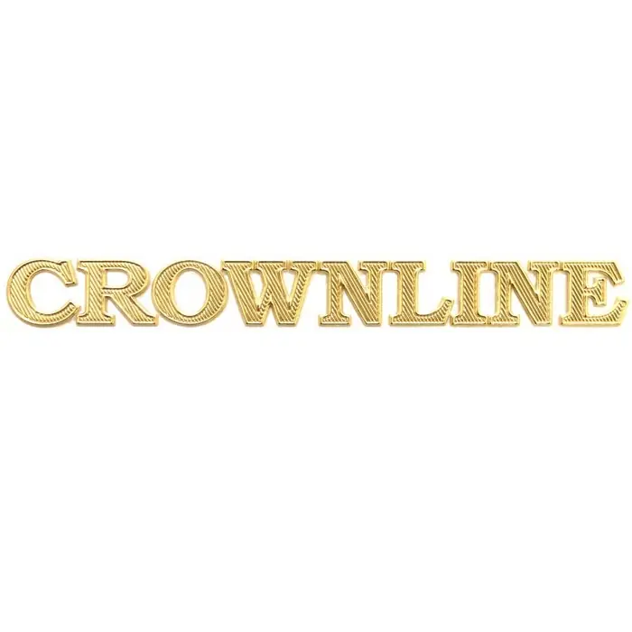 Genuine Crownline Boat Iron-On Emblem Applique 61509 | 4 5/8 x 1/2 Inch Gold