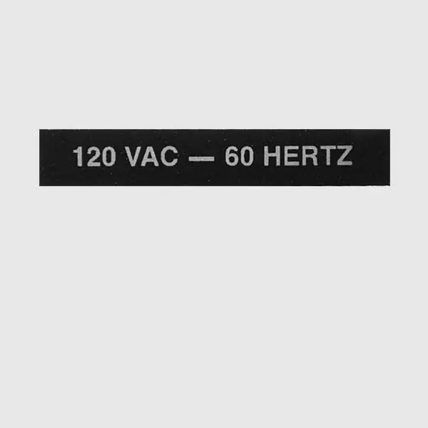 Marine Boat Panel Label Decal | 120 VAC 60 Hertz Black White Sticker Fresh Stock