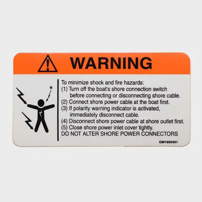 Save Now Boat Warning Decal | Shore Power Connection Sticker