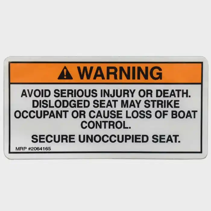 Sea Ray Boat Warning Decal Sticker 2064165 | Dislodged Seat Premium