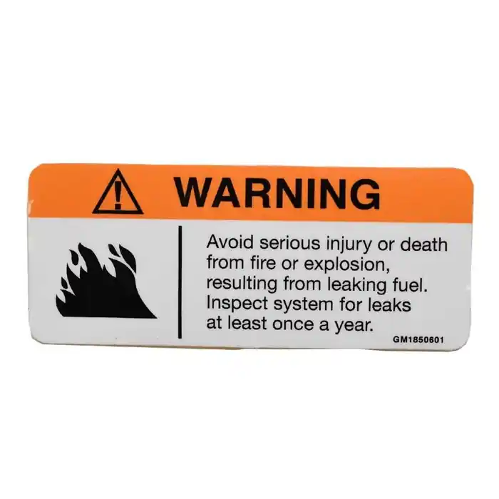 Worldwide Shipping Boat Warning Decal GM1850601 | Leaking Fuel 4 1/4 x 1 3/4 Inch