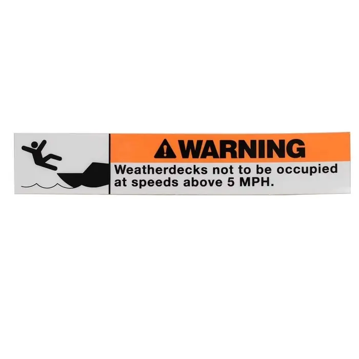 Boat Weatherdeck Warning Decal | 5 1/2 x 1 Inch Orange Black White New Arrival