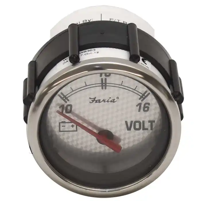 Faria Boat Volt Gauge VP7162A | 2 Inch Silver Newport Carbon Shop Now