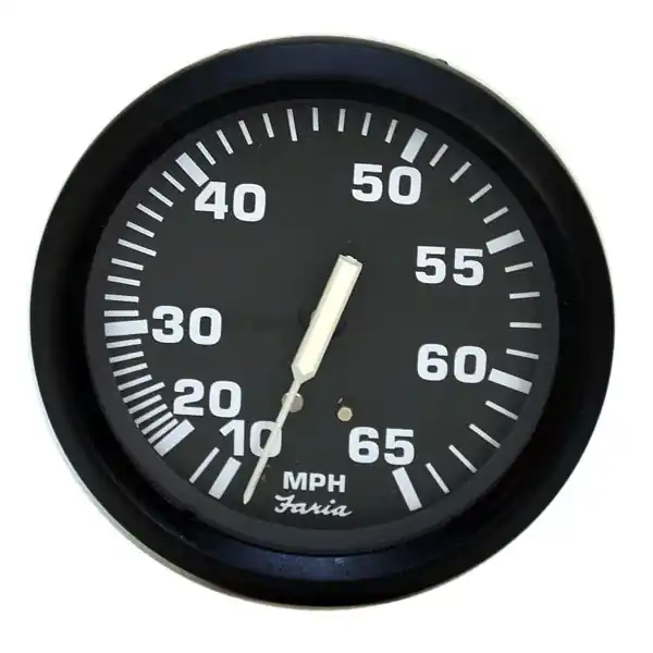 Faria Boat Speedometer Gauge SE9785 | Euro Black 65 MPH 3 1/4 Inch Budget