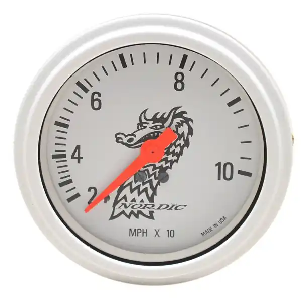 Professional Grade Nordic Boat Speedometer Gauge | Livorsi 100 MPH 3 1/4 Inch White