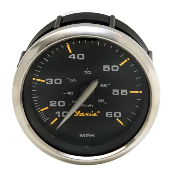 Low Price Faria Boat Speedometer Gauge SEK632A | Kronos Black 60 MPH 3 1/4 Inch