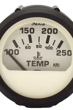 Faria Boat Water Temperature Gauge GPC619B | Euro Black White 2 Inch Fan Favorite