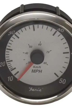 High Quality Faria Boat Speedometer Gauge SEK327A | 3 1/4 Inch Black Silver 50 MPH