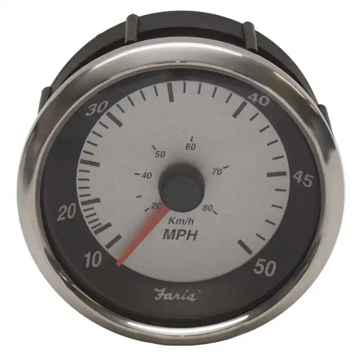 High Quality Faria Boat Speedometer Gauge SEK327A | 3 1/4 Inch Black Silver 50 MPH