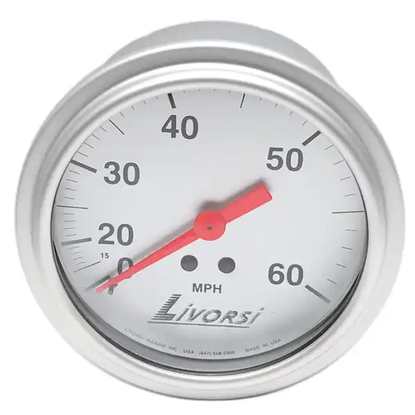 Livorsi Boat Speedometer Gauge GDS60PLPL | 3 1/4 Inch Silver Seasonal Sale