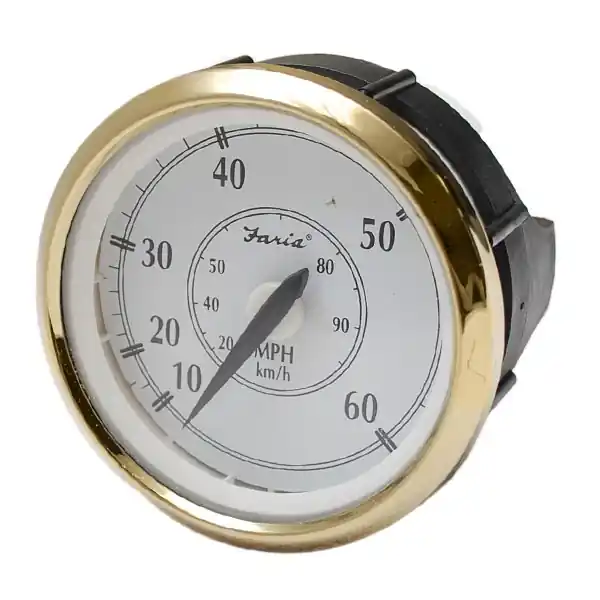 High Quality Faria Boat Speedometer Gauge SE9975B | Newport Gold Series 3 1/4 Inch