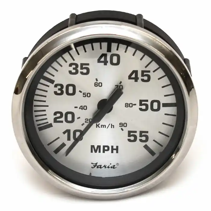 Must Have Faria Beede Boat Speedometer Gauge SEK629A | Spun Silver 3 1/4 Inch