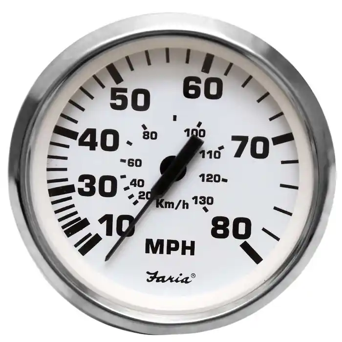 Seasonal Sale Faria Boat Speedometer Gauge SE9595B | Silver White 3 1/4 Inch