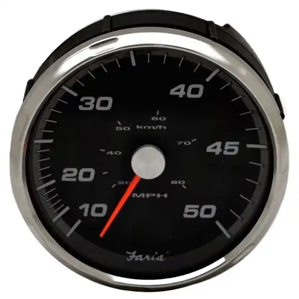 Faria Boat Speedometer Gauge SEK631A | 4 1/4 Inch Silver Black Secure Checkout