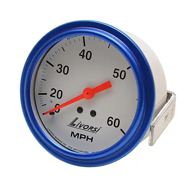 Livorsi Boat Speedometer Gauge GDS60W | Blue / White 60 MPH Pitot Price Drop
