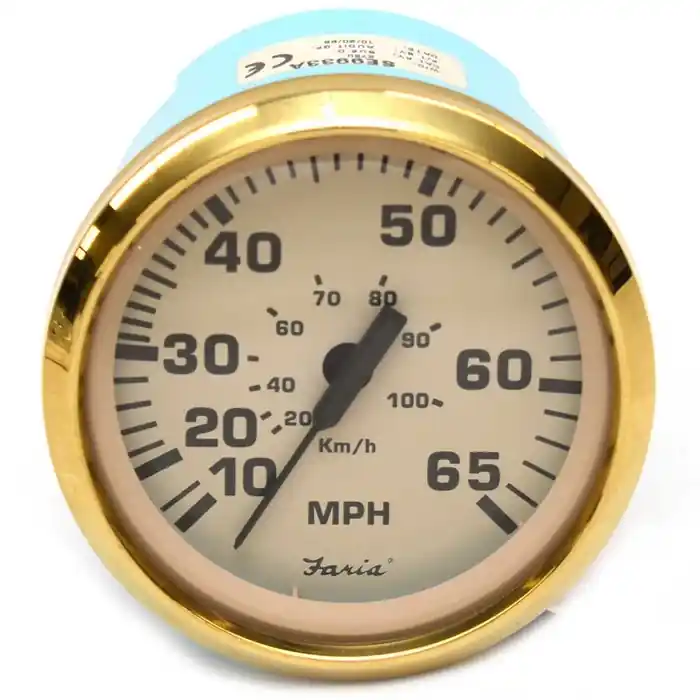 Fan Favorite Faria Boat Speedometer Gauge SE9933A | Euro Beige 3 3/8 Inch Gold