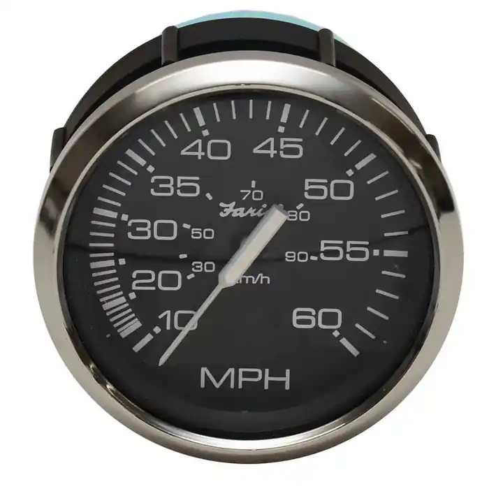 Brand New Faria Boat Speedometer Gauge SE8045A | 3 1/4 Inch Silver Black