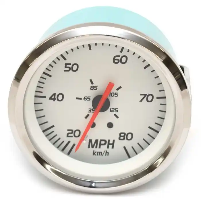 Special Offer VeeThree Boat Speedometer Gauge 68242F | Lido Elite 3 1/4 Inch White Silver