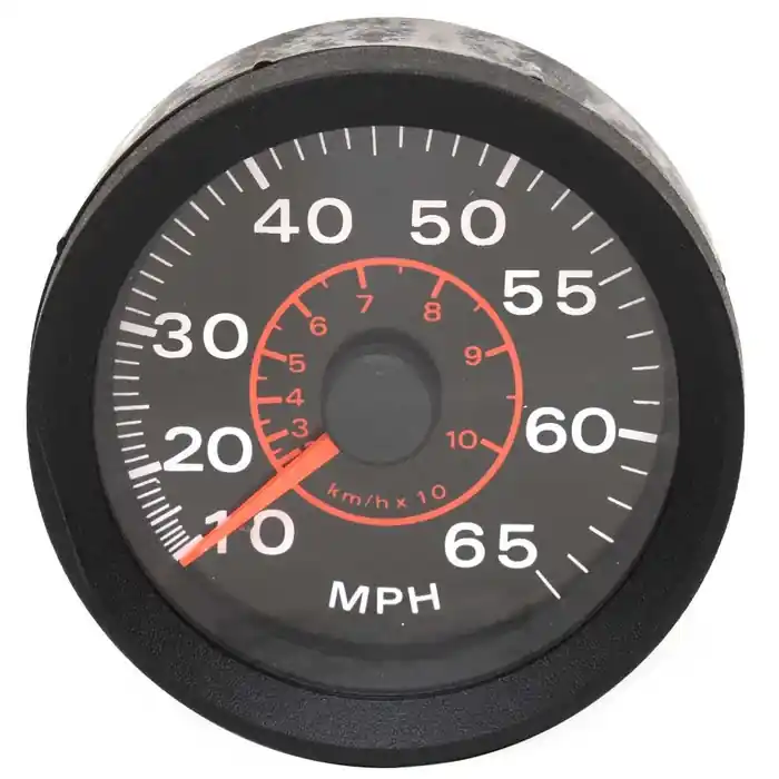 In Demand OMC Marine Boat Speedometer Gauge 8462A | 10 - 65 MPH 3 1/4 Inch Black Red