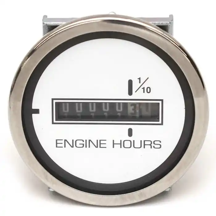 Veethree Boat Hour Meter Gauge 59416 | 1 1/2 x 1 Inch Silver White Super Sale