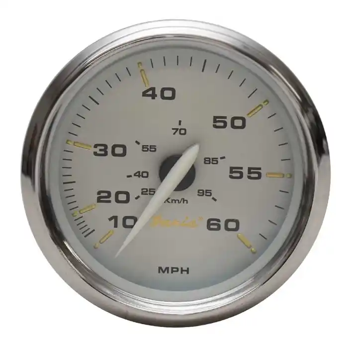 Faria Boat Speedometer Gauge SE9945B | Kronos Silver 60 MPH 3 1/4 Inch Last Chance