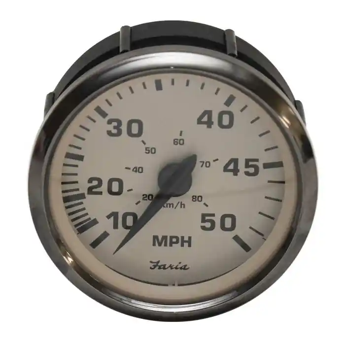 Price Cut Faria Boat 50 MPH Speedometer Gauge SEK076A | Euro Beige SS 3 3/8 Inch