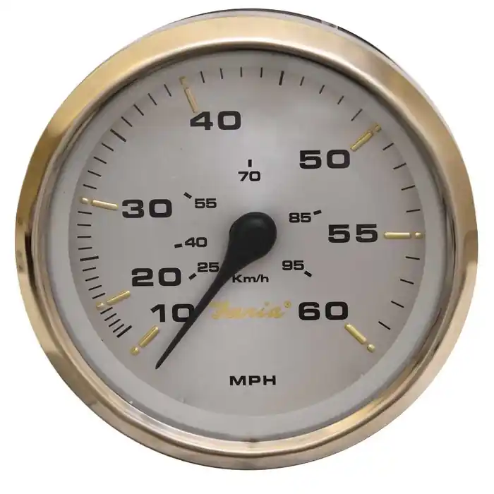 Certified Faria Boat Speedometer Gauge SE8055A | Kronos Silver LED 3 1/4 Inch