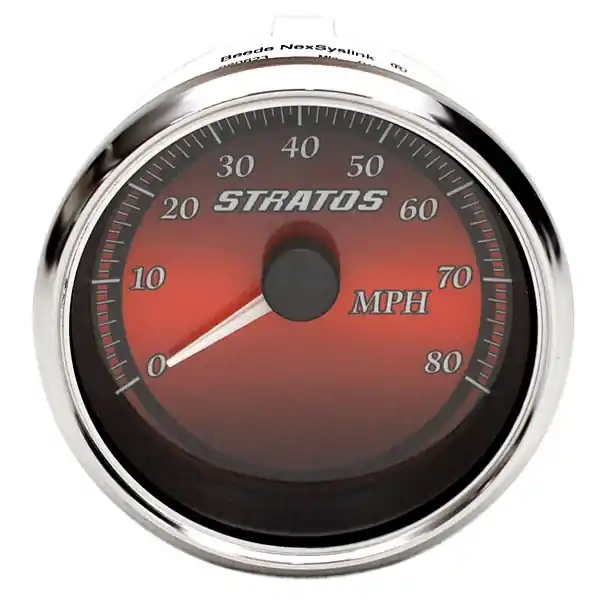 Sale Stratos Boat Speedometer Gauge 7E539R1 | Beede 3 1/4 Inch Silver Red