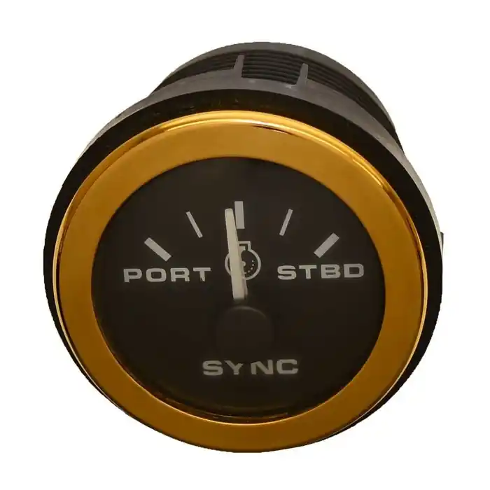 New Arrival Teleflex Boat Synchronizer Gauge 63754F | 2 Inch Gold Black