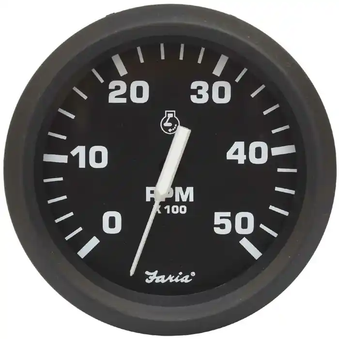 Faria Boat Tachometer Gauge TD9306B | Euro Black Diesel 5000 RPM Money Back Guarantee