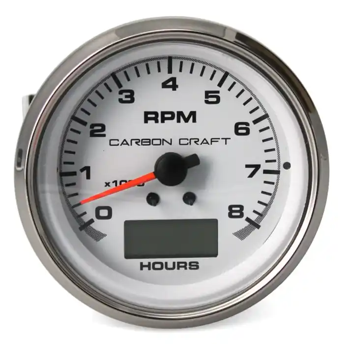 Handmade Beede Boat Tachometer Gauge 960609 | 3 1/4 Inch Carbon Craft Hour Meter