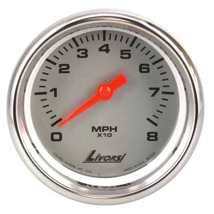 Livorsi Boat Speedometer Gauge VJS80PLPSM | 3 1/4 Inch Silver 80 MPH Bargain
