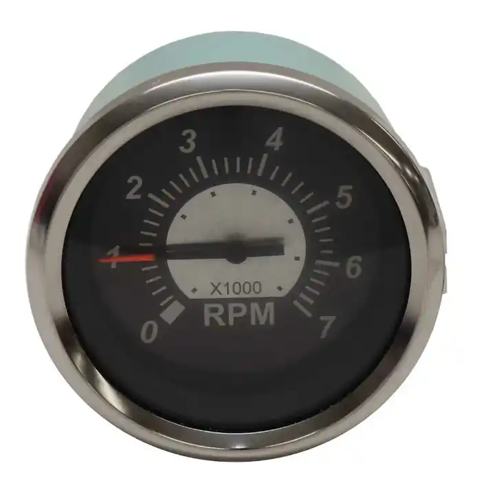 Handmade Veethree Boat Tachometer Gauge 780821PMFB | Black Sterling 3 1/4 Inch
