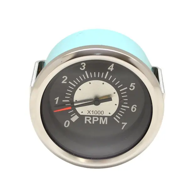 Veethree Boat Tachometer Gauge 67363 | Silver Black 3 3/8 Inch 7000 RPM Budget