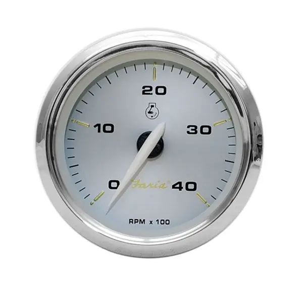 Crafted Faria Boat Tachometer Gauge TD9386A | Kronos Silver 3 1/4 Inch Volvo