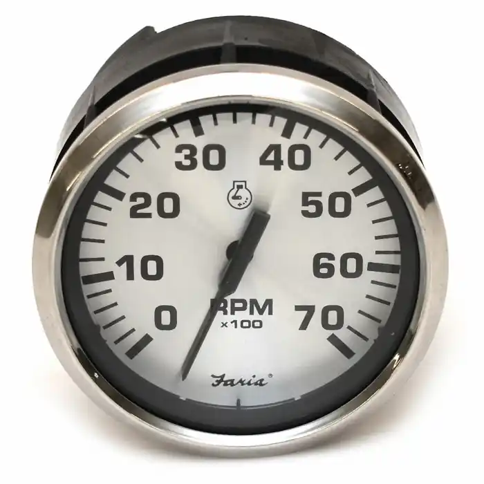 Weekend Sale Faria Beede Boat Tachometer Gauge TCC607A | Spun Silver 3 1/4 Inch