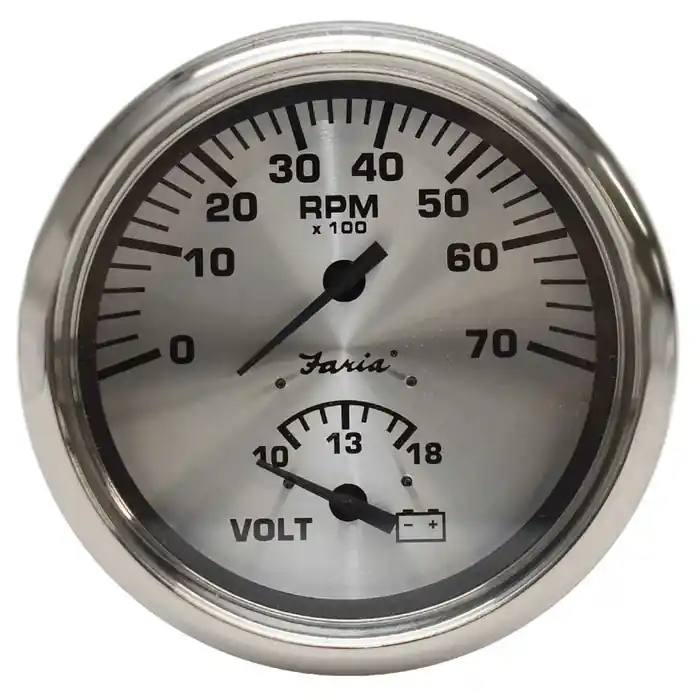 Faria Boat Multifunction Gauge GT0084A | 3 1/4 Inch Volt Tachometer Same Day Shipping