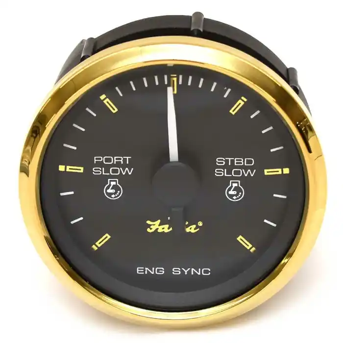 Top Rated Faria Boat Synchronizer Gauge SY9669B | Regal Gold 3 1/4 Inch Dual Engine