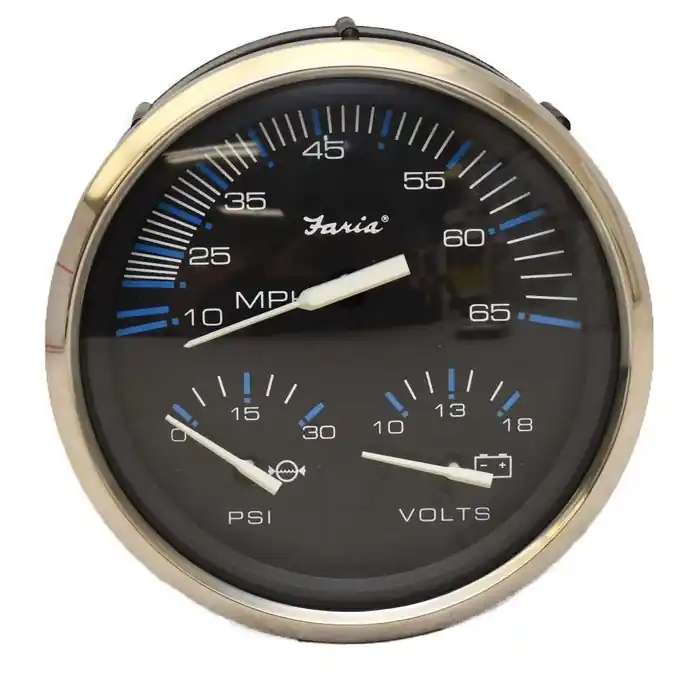 Buy Today Faria Boat Multifunction Gauge GS1012A | Chesapeake Black SS 3-in-1