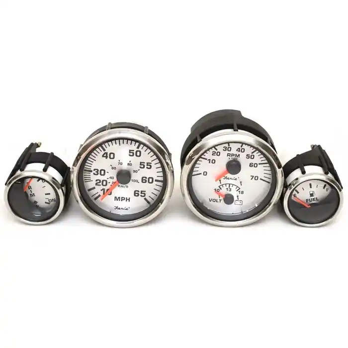 Faria Boat Gauges | Mercury Spun Silver Series (Set of 4) Last Chance