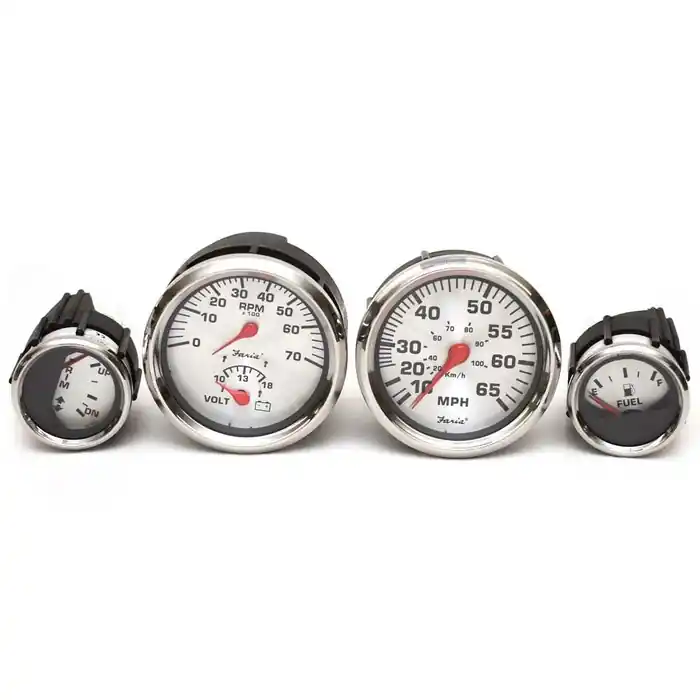 Faria Boat Gauge Set | 3 3/8 Inch Silver Black (Set of 4) New Arrival