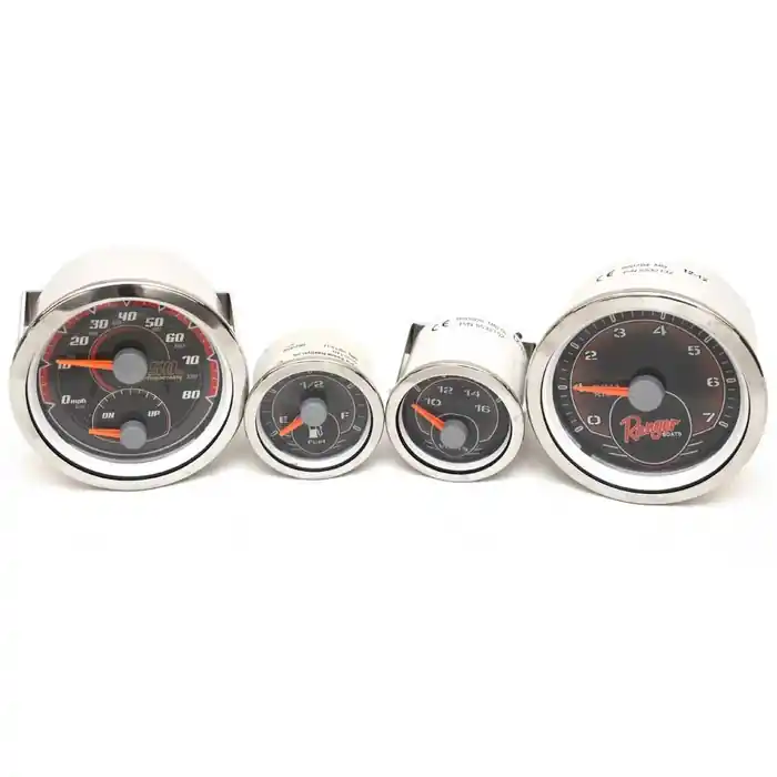 Certified Ranger Boat Gauges | Faria Beede Black / Silver (Set of 4)