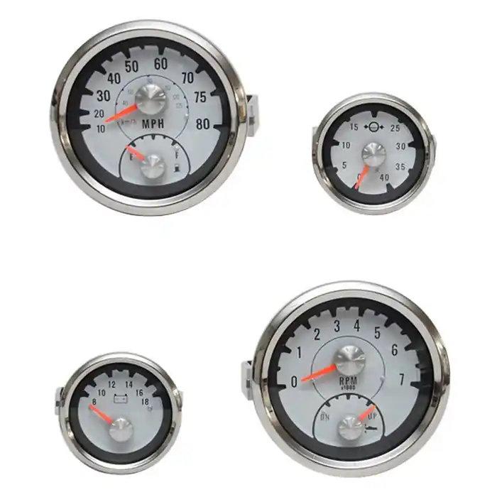 Same Day Shipping Teleflex Boat Gauge Set | Gray Silver Mercury Outboard (Set of 4)