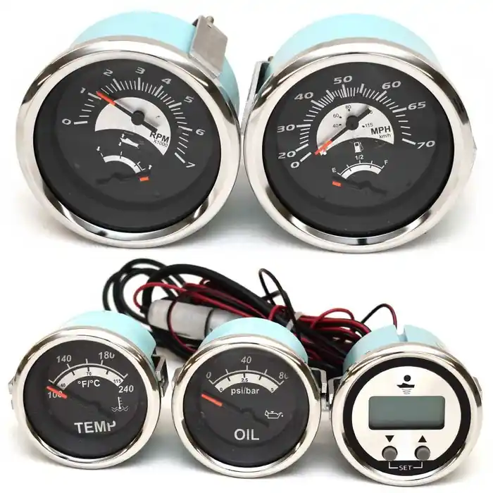 Veethree Boat Gauges | Sterling Silver / Black (Set of 5) Latest