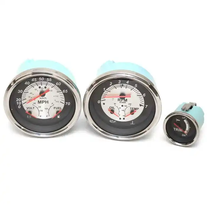 VeeThree Boat Gauge Set | Speedometer Tachometer Trim Mercury (3PC) Genuine